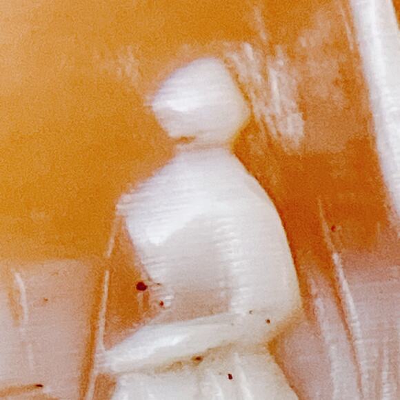 Antique 1890s–1910 Shell Cameo Woman Cottage Scene Hand Carved Unmounted Jewelry - Picture 5 of 11